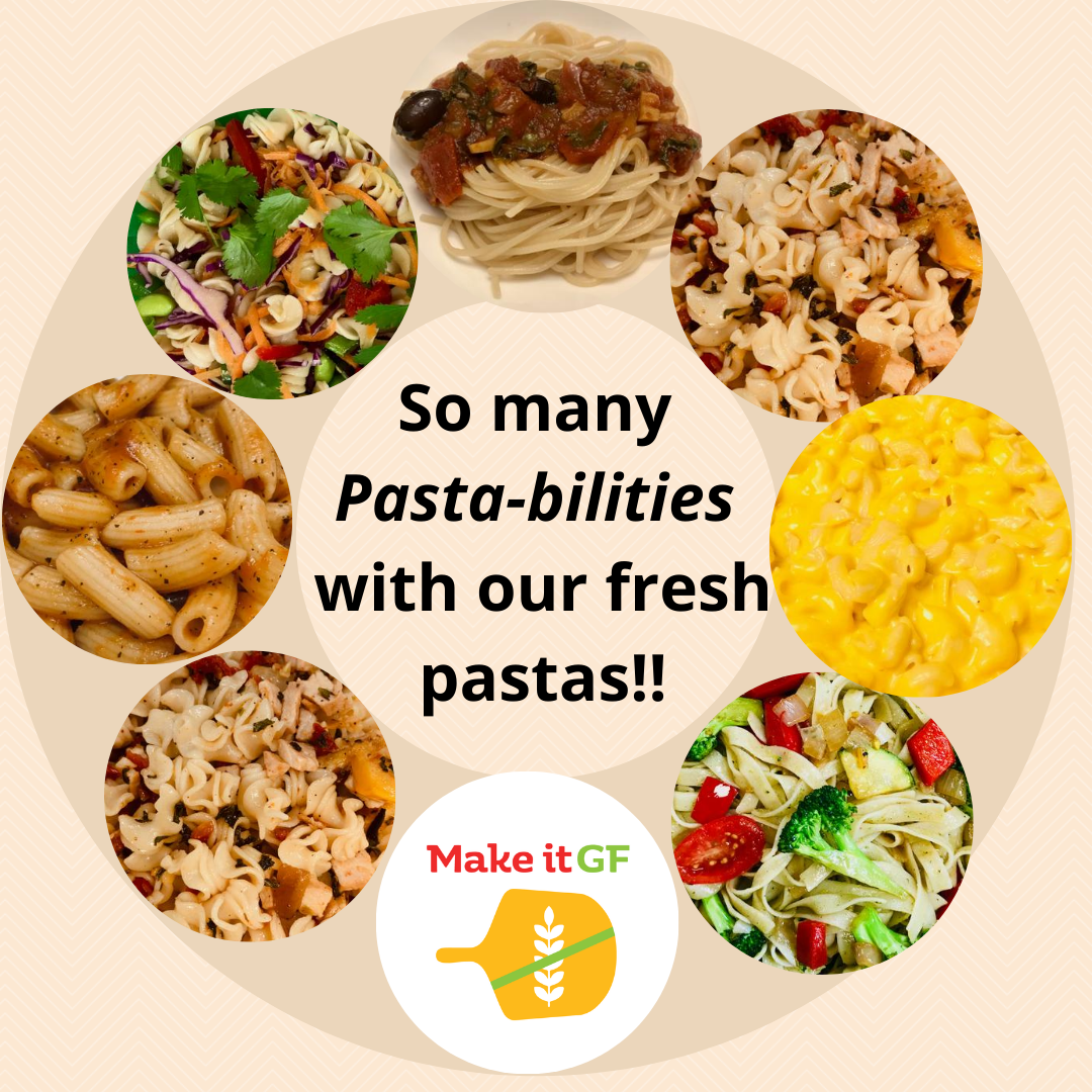Image of pasta dishes with tagline: So many Pasta-bilities with our fresh pastas!